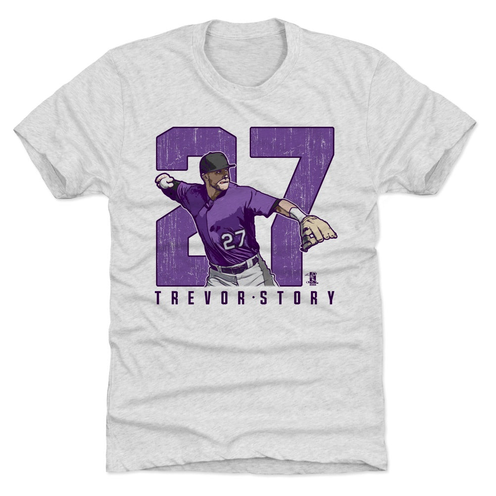 Men's Majestic Threads Trevor Story Gray Colorado Rockies Tri-Blend Name & Number T-Shirt Size: Large